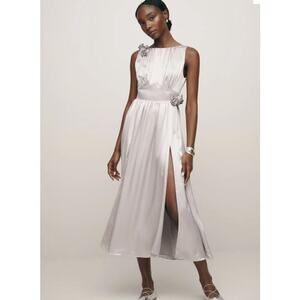NWD Reformation New York Ballet Flor Silk Midi Dress Size 4 Moonlight #1F502